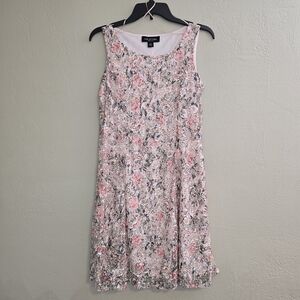 Perceptions Pink Floral Lace Mini Dress Petite Small Sleeveless